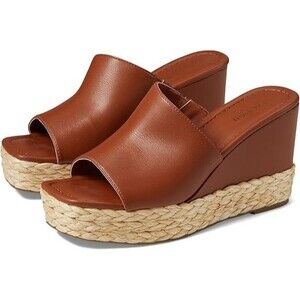 Kenneth Cole Reaction Women's Maria Mule Cognac Open Toe Wedge Sandals Size 8.5